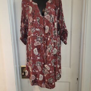 Burgundy flower and skeleton print dress Torrid 2